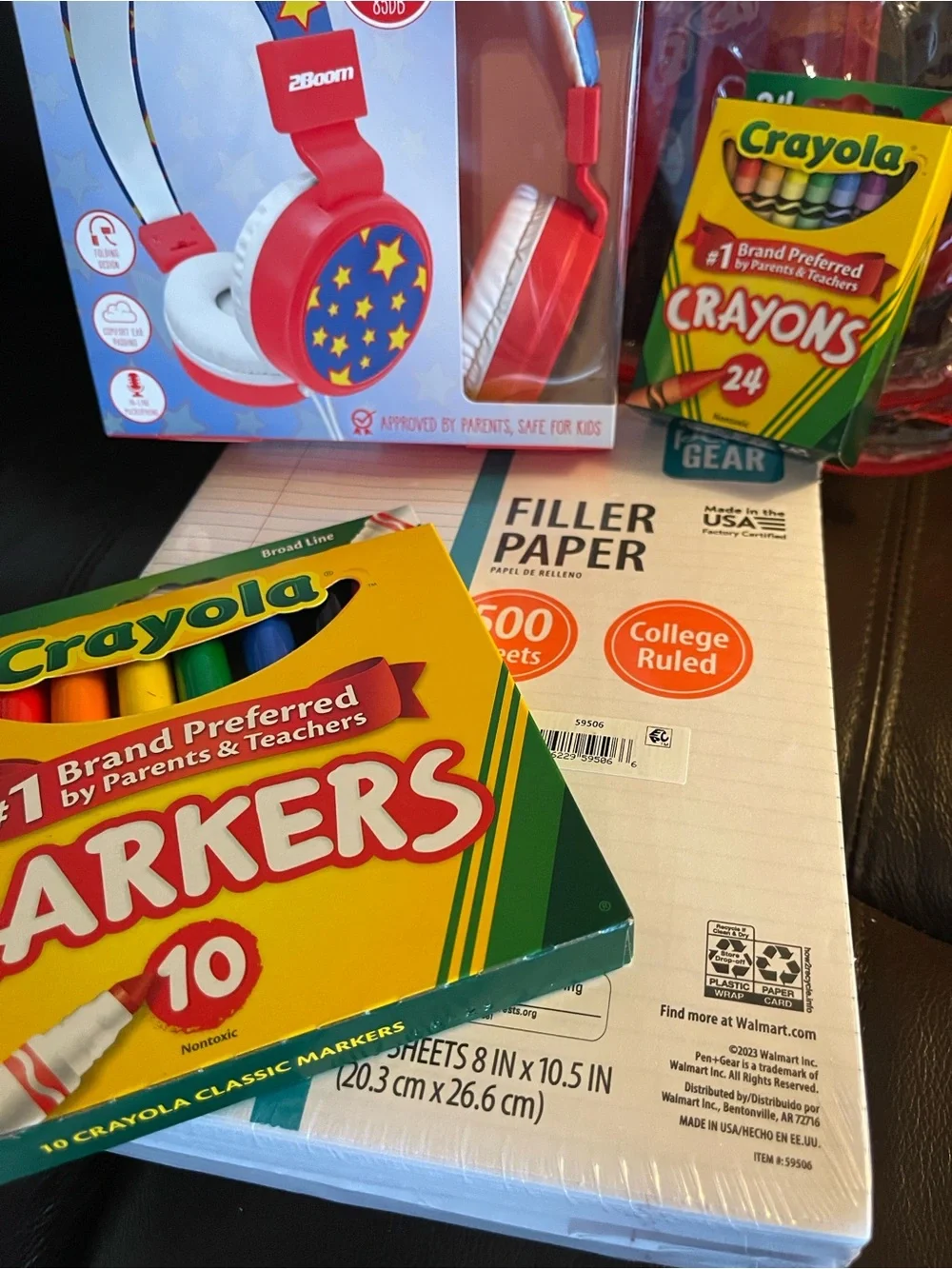 Crayola Clear Backpack with Red Accents and Assorted Art Supplies